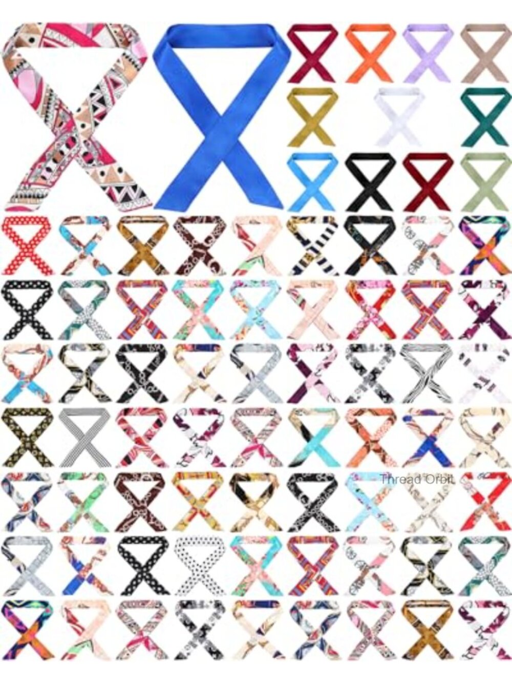 Satin Ribbon Purse Scarf Set 90 Pcs Headband Neckerchief Bag Handle
